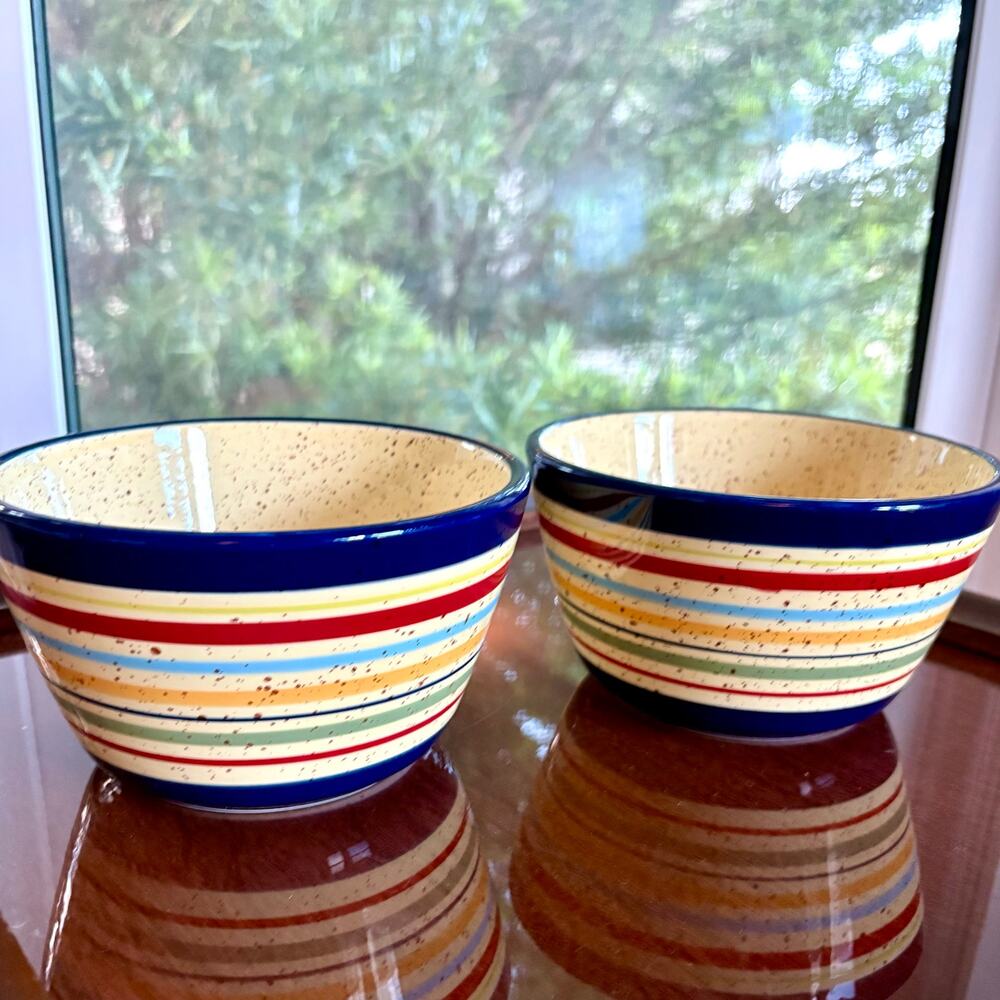 Pfaltzgraff Sedona Stripe Bowls Set of 2, 6 Inch Stoneware